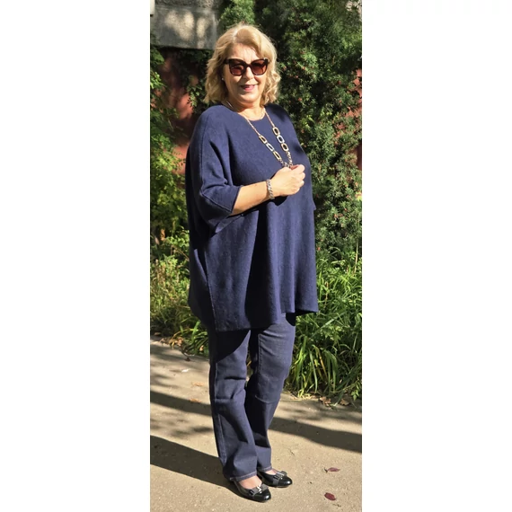 Szimonella, kötött pulóver - SÖTÉTKÉK - 48-54 méret