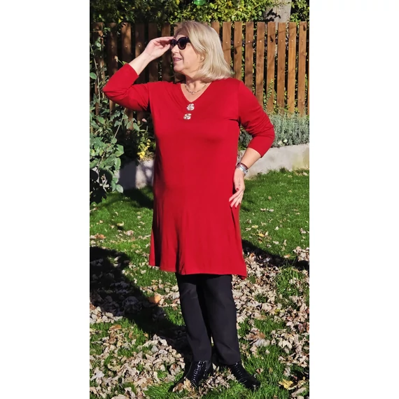 Kötött, dupla ARANY gombos egyberuha - BURGUNDI - 46-52 méret