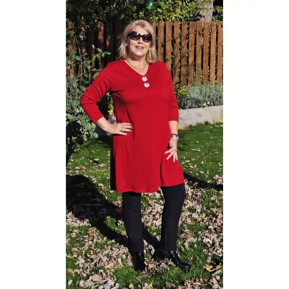 Kötött, dupla ARANY gombos egyberuha - BURGUNDI - 46-52 méret