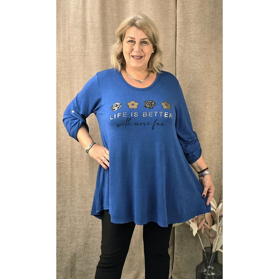 4 ARANY margarétás pulóver - KIRÁLYKÉK - 48-54 méret