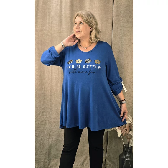 4 ARANY margarétás pulóver - KIRÁLYKÉK - 48-54 méret