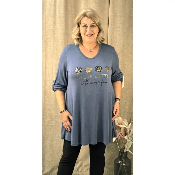 4 ARANY margarétás pulóver - FARMERKÉK - 48-54 méret