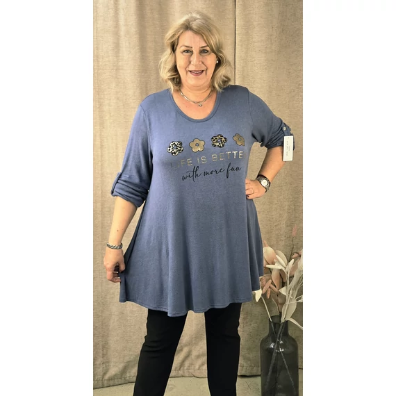 4 ARANY margarétás pulóver - FARMERKÉK - 48-54 méret