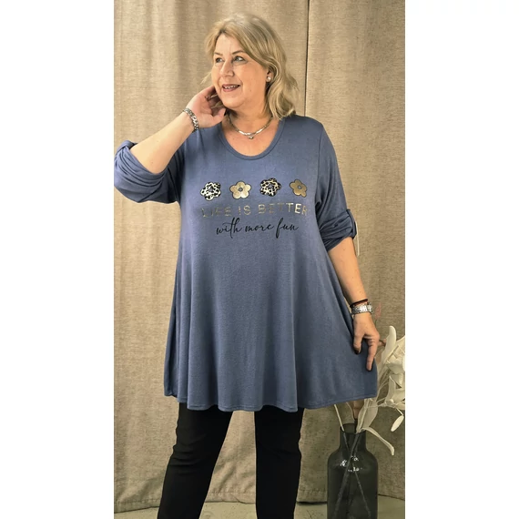 4 ARANY margarétás pulóver - FARMERKÉK - 48-54 méret