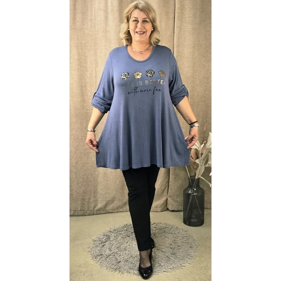 4 ARANY margarétás pulóver - FARMERKÉK - 48-54 méret