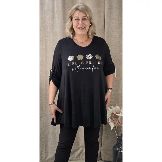 4 ARANY margarétás pulóver - FEKETE - 48-54 méret