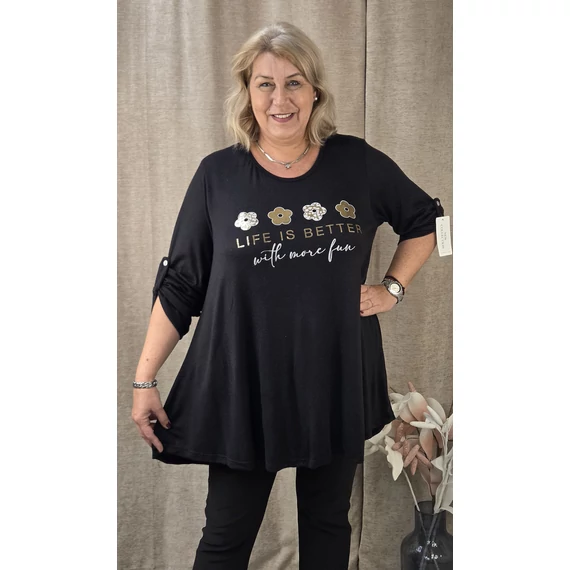 4 ARANY margarétás pulóver - FEKETE - 48-54 méret