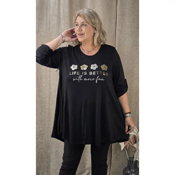 4 ARANY margarétás pulóver - FEKETE - 48-54 méret