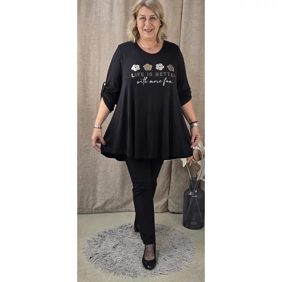 4 ARANY margarétás pulóver - FEKETE - 48-54 méret