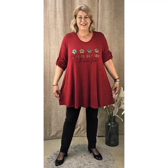 4 ARANY margarétás pulóver - BORDÓ - 48-54 méret