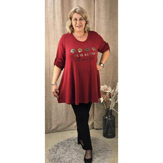 4 ARANY margarétás pulóver - BORDÓ - 48-54 méret