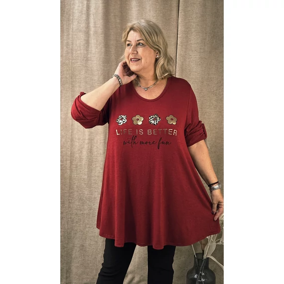 4 ARANY margarétás pulóver - BORDÓ - 48-54 méret