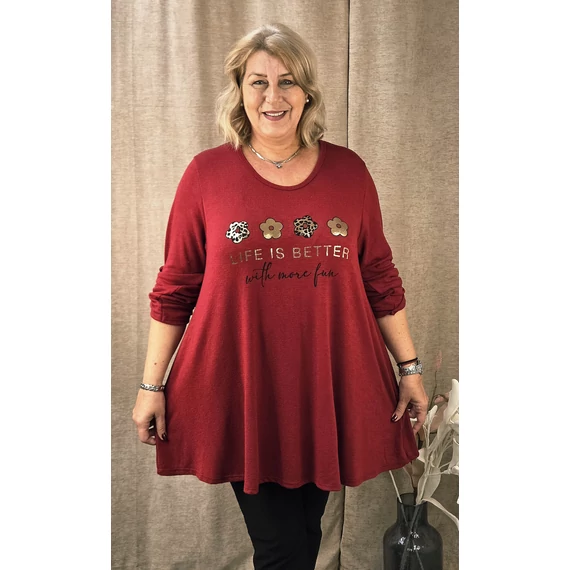 4 ARANY margarétás pulóver - BORDÓ - 48-54 méret