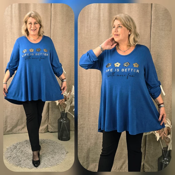 4 ARANY margarétás pulóver - KIRÁLYKÉK - 48-54 méret