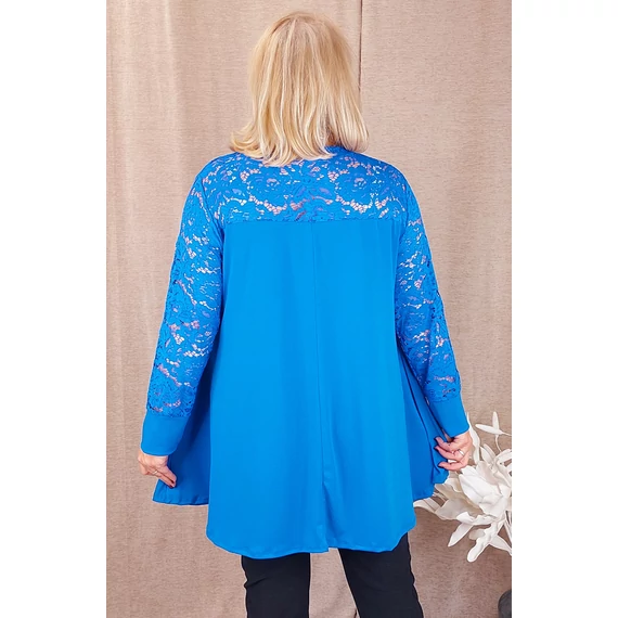 Csipke vállas+hosszú ujjas felső - KIRÁLYKÉK - 48-58 méret