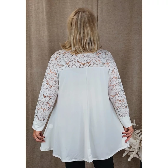 Csipke vállas+hosszú ujjas felső - FEHÉR - 48-58 méret