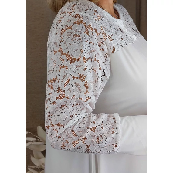 Csipke vállas+hosszú ujjas felső - FEHÉR - 48-58 méret