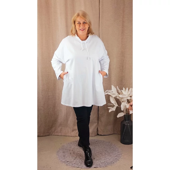 Pamut, SÁLGALLÉROS tunika - FEHÉR - 50-56 méret