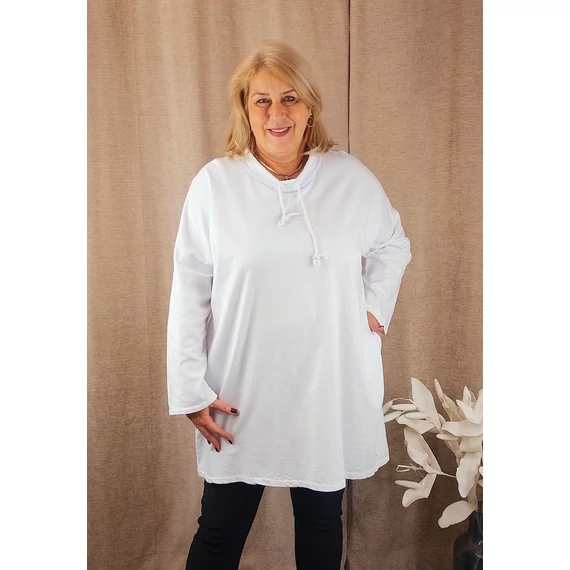 Pamut, SÁLGALLÉROS tunika - FEHÉR - 50-56 méret