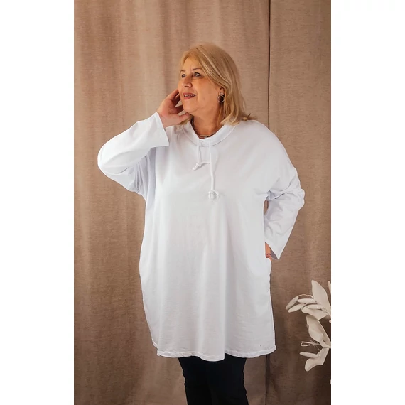 Pamut, SÁLGALLÉROS tunika - FEHÉR - 50-56 méret