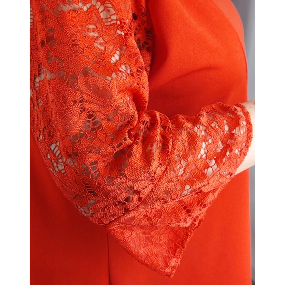 AMÁLIA Csipke vállas+ujjas egyberuha - PIROS - 50-56 méret