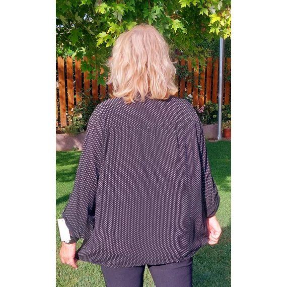 MASNIS blúz - fekete&fehér tűpöttyös - 50-56-os méret