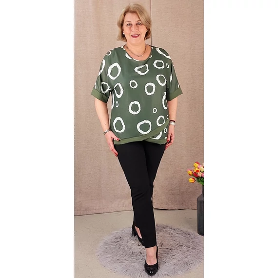 BUBORÉK mintás blúz - KHAKI - 44-50 méret