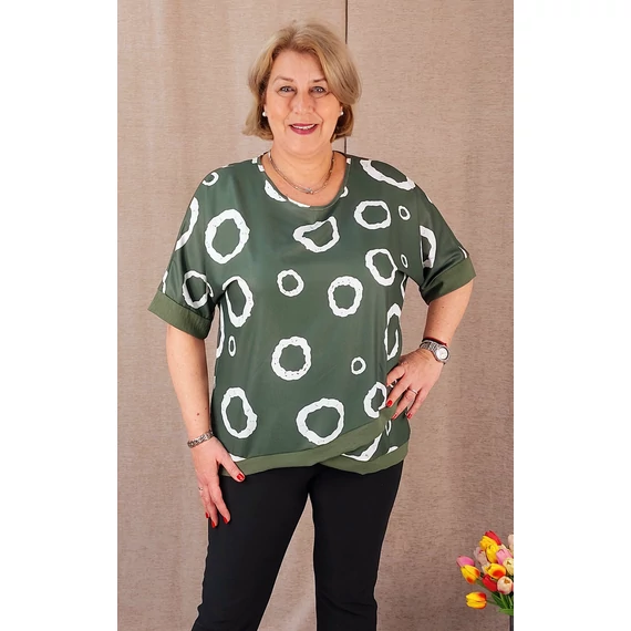 BUBORÉK mintás blúz - KHAKI - 44-50 méret