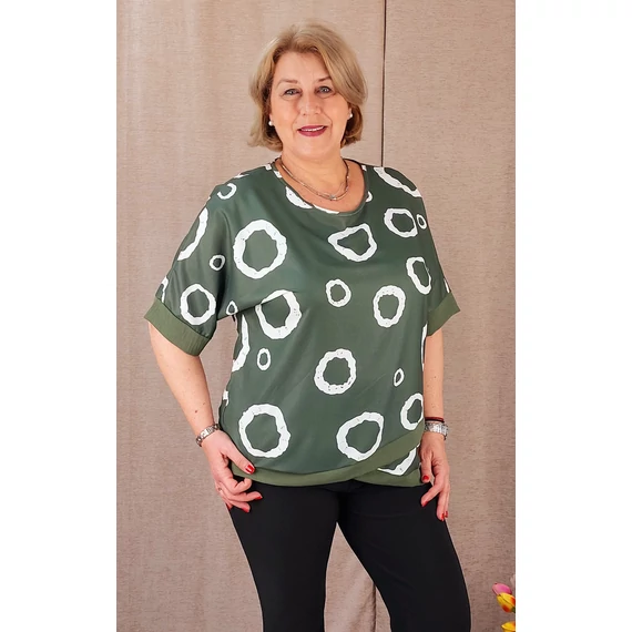 BUBORÉK mintás blúz - KHAKI - 44-50 méret