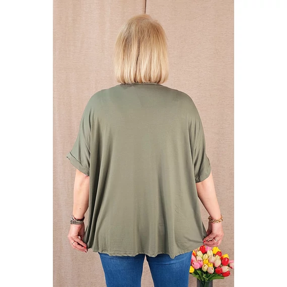 Strasszköves pipacsos, lepkés felső - KHAKI - 50-56 méret
