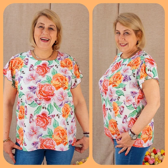 Selyem blúz PÜNKÖSDI rózsás