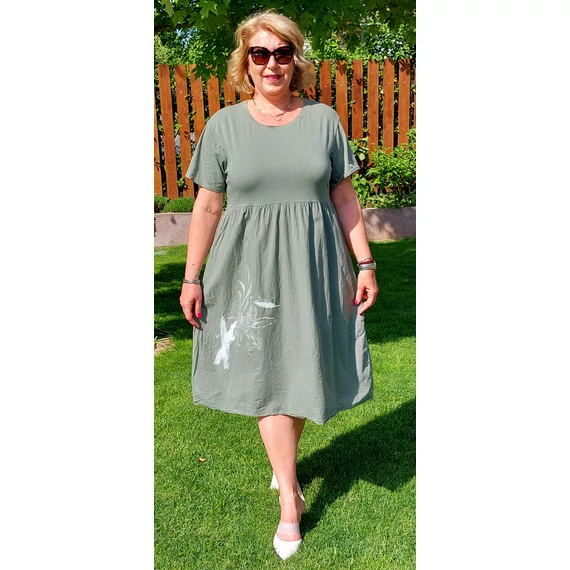 ARANY liliomos, midi egyberuha - KHAKI 42-48 méret