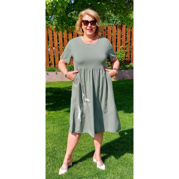 ARANY liliomos, midi egyberuha - KHAKI 42-48 méret