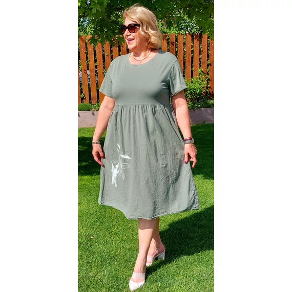 ARANY liliomos, midi egyberuha - KHAKI 42-48 méret