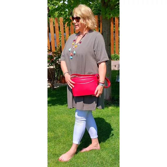 Huncut nyakú tunika - KHAKI - 48-54 méret