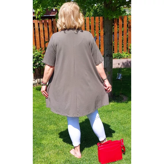 Huncut nyakú tunika - KHAKI - 48-54 méret