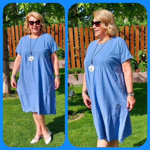L.A.Designe midi ruha - FARMERKÉK - 50-56 méret