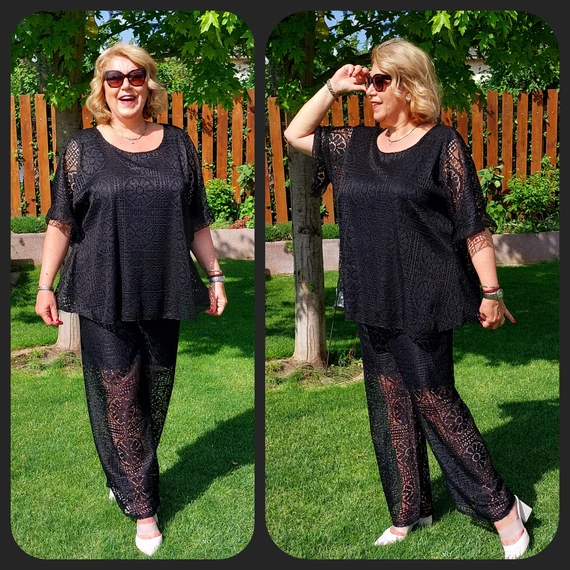Alkalmi SZETT Romantikus Vintage - FEKETE - 44-50 méret