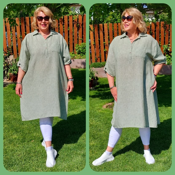 HOSSZÚ, ing-tunika - KHAKI - 50-56 méret