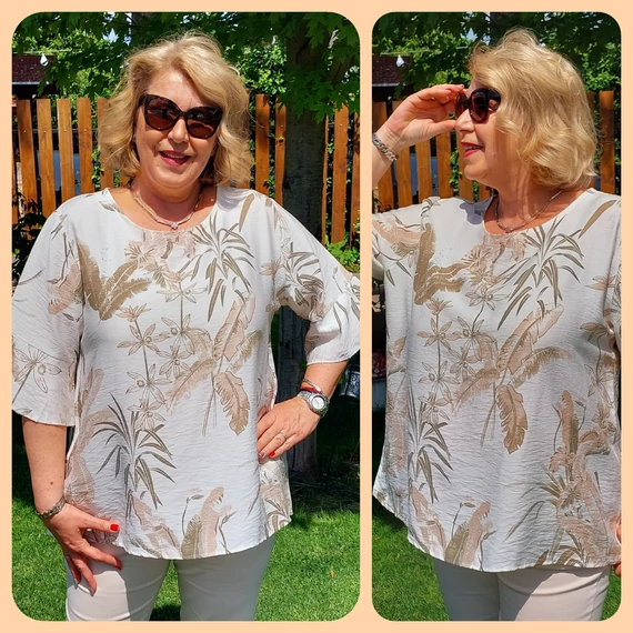 BANÁN leveles blúz, KHAKI - 46-50 méret