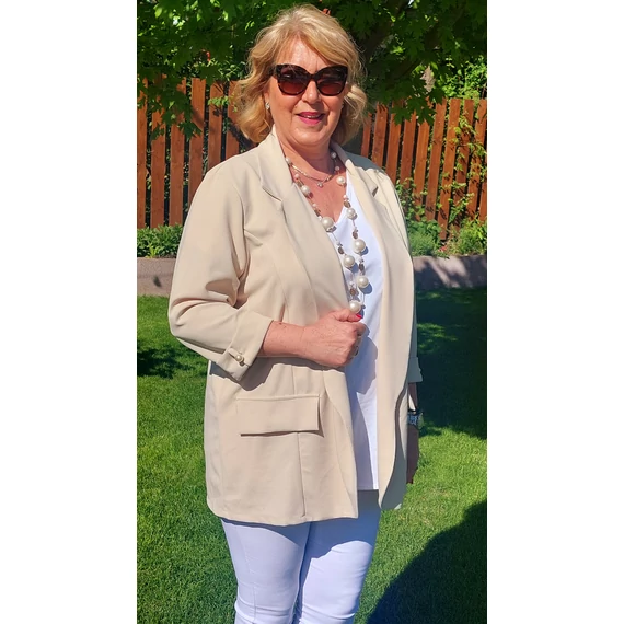 Elegáns, gyöngy díszítésű blézer - BÉZS - 48-54 méret