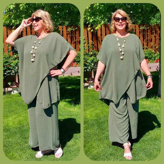 Nyári SZETT 8. átlapolt - KHAKI - 48-56 méret