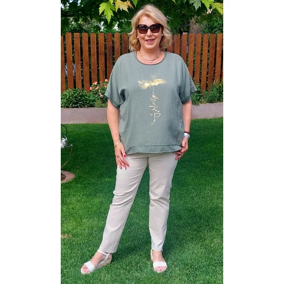 ARANY pipacsos, nyári felső - KHAKI - 46-52 méret