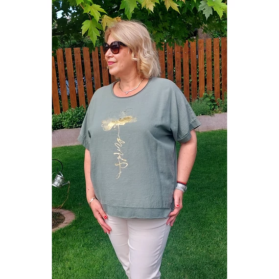 ARANY pipacsos, nyári felső - KHAKI - 46-52 méret