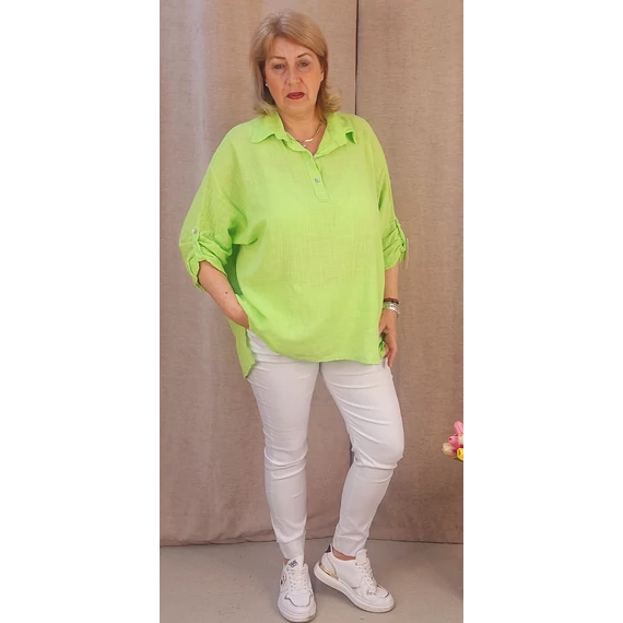 Galléros  lenvászon ing 3 gombos - ALMAZÖLD - 50-58 méret