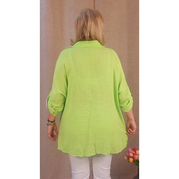 Galléros  lenvászon ing 3 gombos - ALMAZÖLD - 50-58 méret