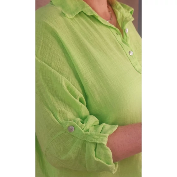 Galléros  lenvászon ing 3 gombos - ALMAZÖLD - 50-58 méret