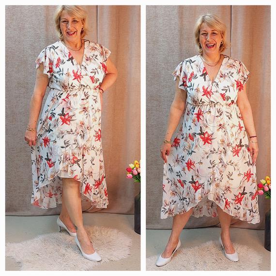 Barcelona elegáns ruha liliomos 46-50 méret