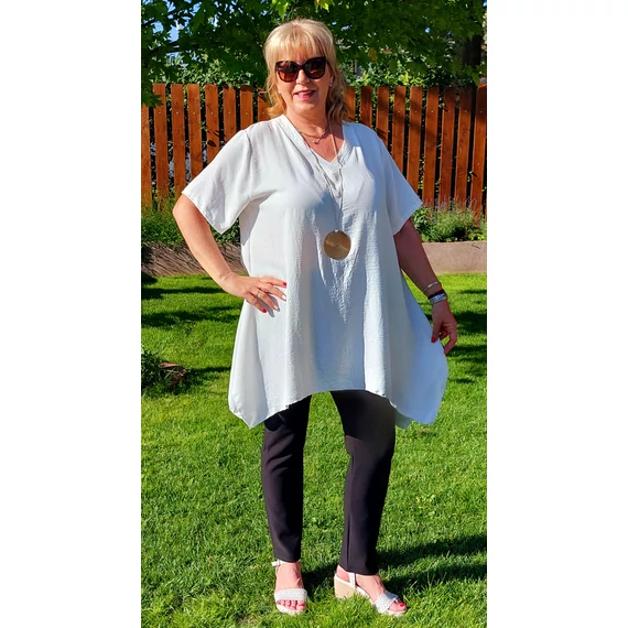 V-nyakas PRAKTIKUS blúz - FEHÉR - 48-54 méret