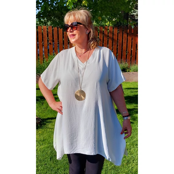 V-nyakas PRAKTIKUS blúz - FEHÉR - 48-54 méret